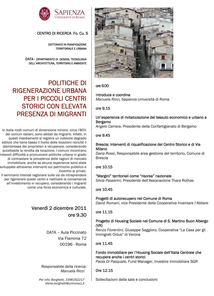 locandina seminario sapienza roma